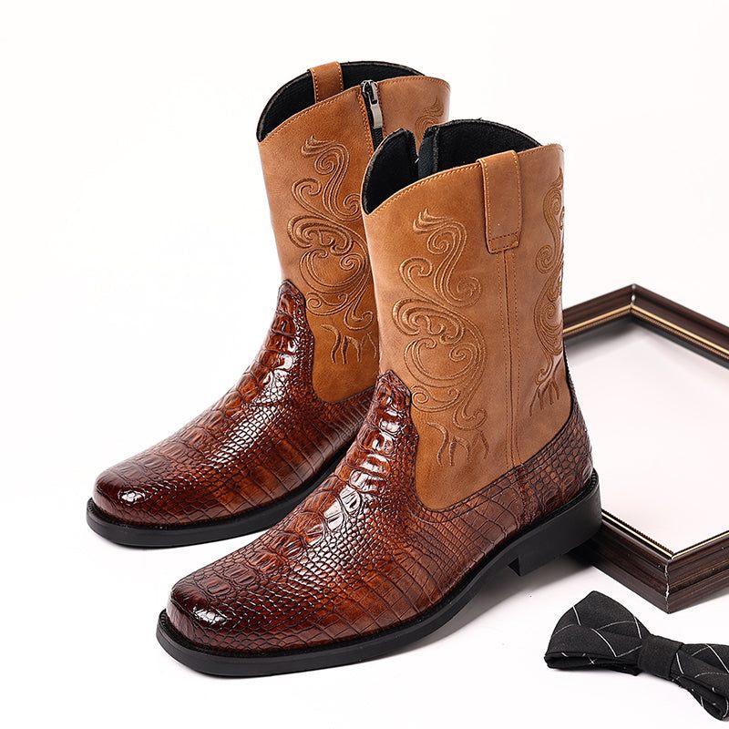 Botki Męskie Eleganckie - Brązowy