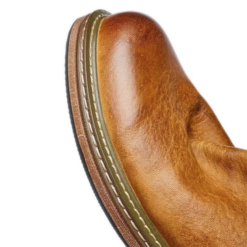 Botki Męskie Eleganckie Końskie Wsuwane Do Kostki - Kawa