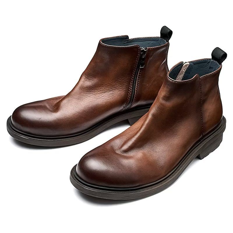 Botki Męskie Eleganckie Wsuwane - Kawa