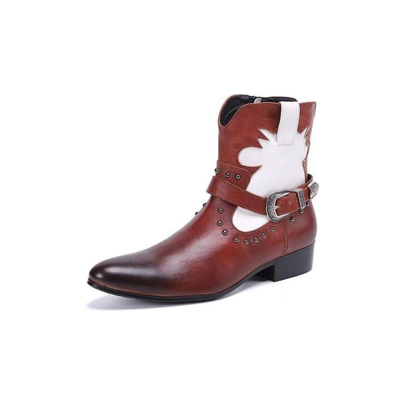 Botki Męskie Eleganckie Zapinane Na Zamek - Kawowy