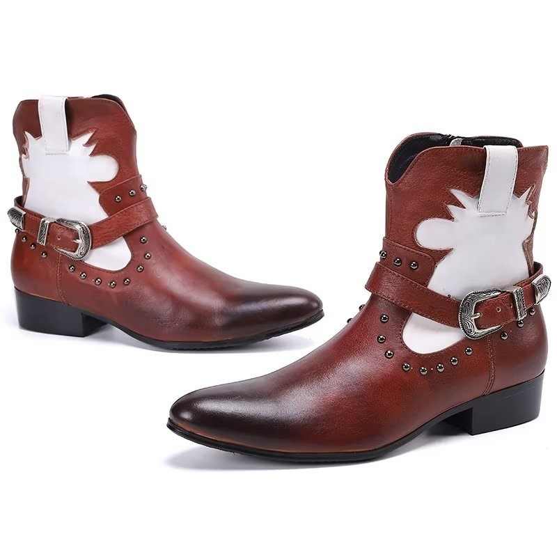 Botki Męskie Eleganckie Zapinane Na Zamek - Kawowy
