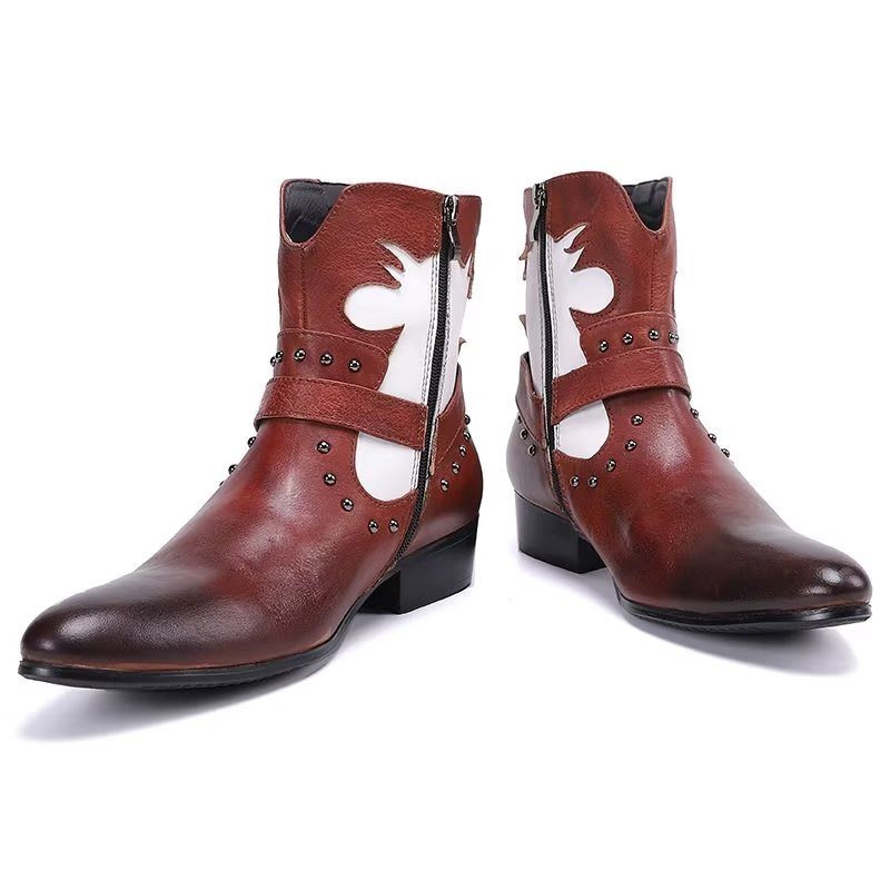 Botki Męskie Eleganckie Zapinane Na Zamek - Kawowy
