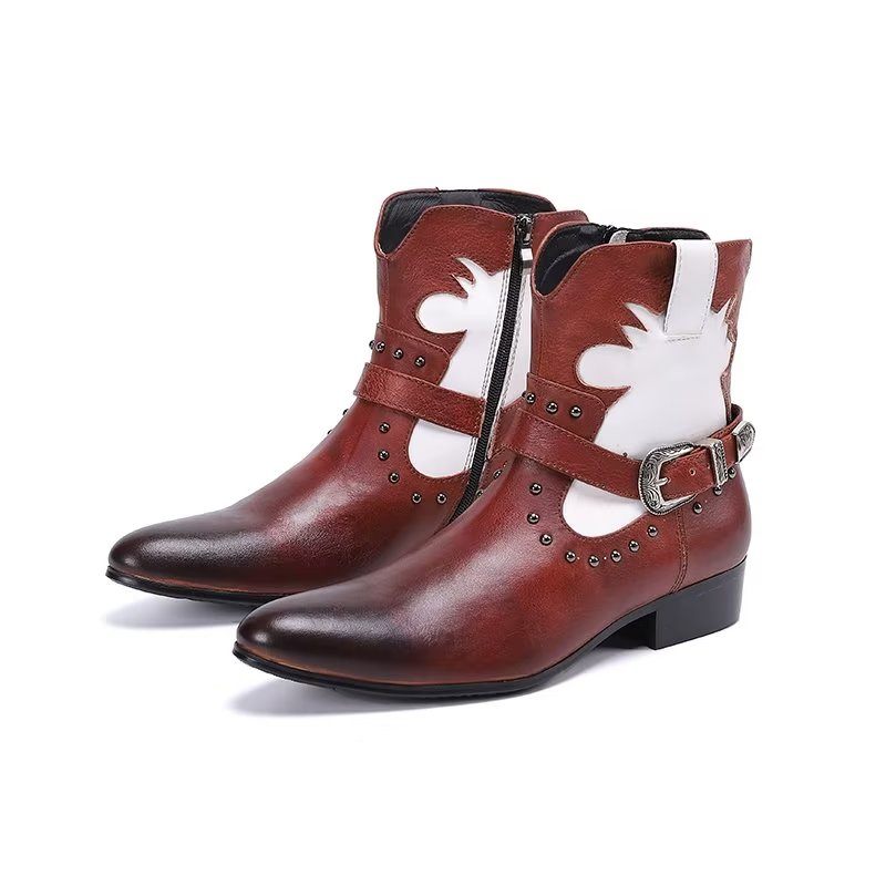 Botki Męskie Eleganckie Zapinane Na Zamek - Kawowy