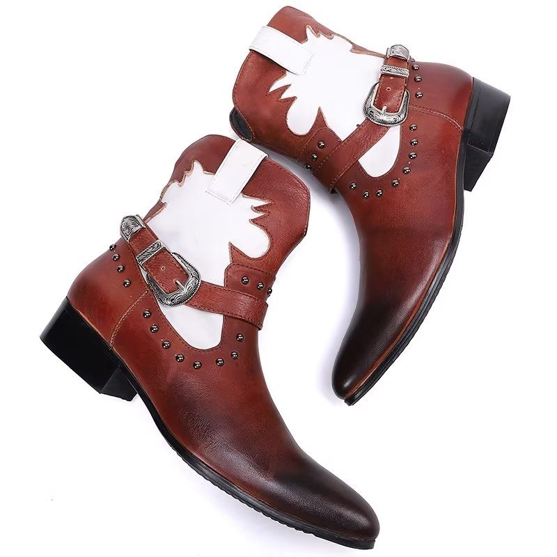 Botki Męskie Eleganckie Zapinane Na Zamek - Kawowy