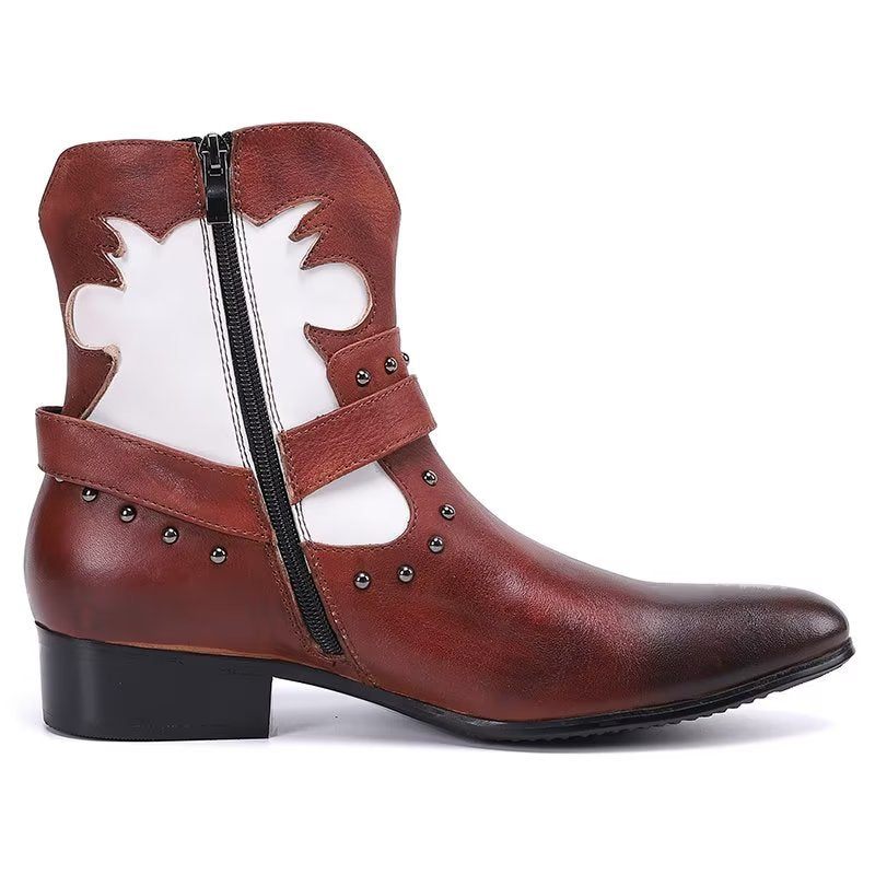 Botki Męskie Eleganckie Zapinane Na Zamek - Kawowy