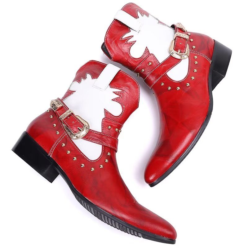 Botki Męskie Eleganckie Zapinane Na Zamek - Czerwony