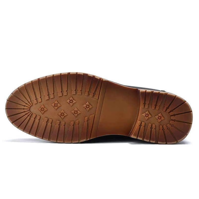 Buty Męskie Bogate Skórzane Wyjściowe Z Podszewką Futrzaną - Kawa