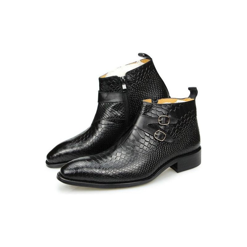 Buty Męskie Chic Croctex Ze Szpiczastym Noskiem I Zamkiem Błyskawicznym - Czarny