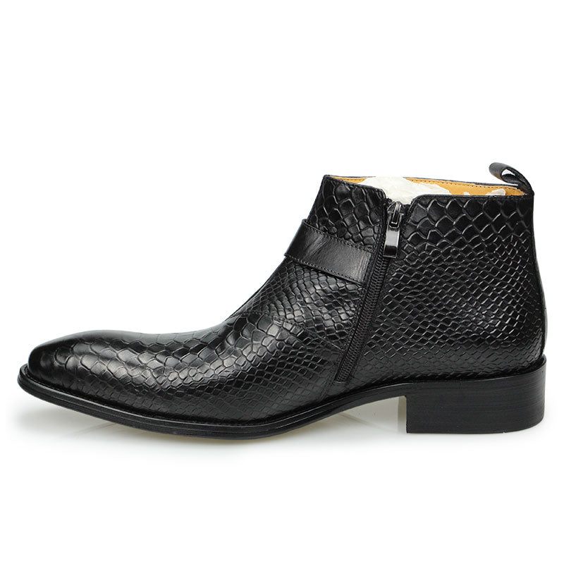 Buty Męskie Chic Croctex Ze Szpiczastym Noskiem I Zamkiem Błyskawicznym - Czarny