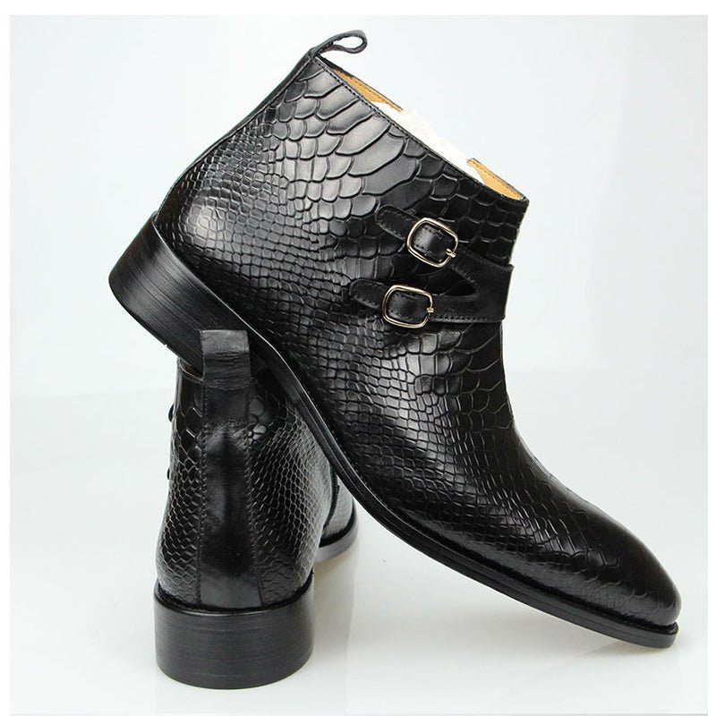 Buty Męskie Chic Croctex Ze Szpiczastym Noskiem I Zamkiem Błyskawicznym - Czarny