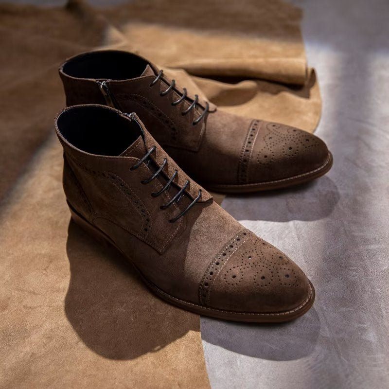 Buty Męskie Do Kostki - Kawowy