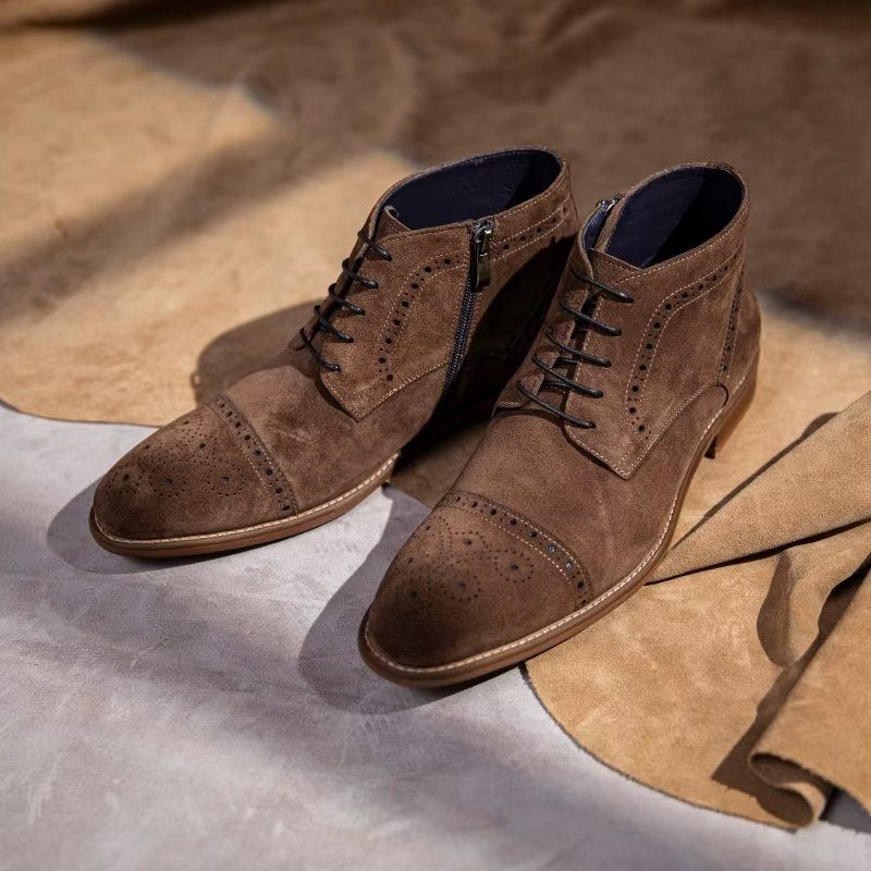 Buty Męskie Do Kostki - Kawowy