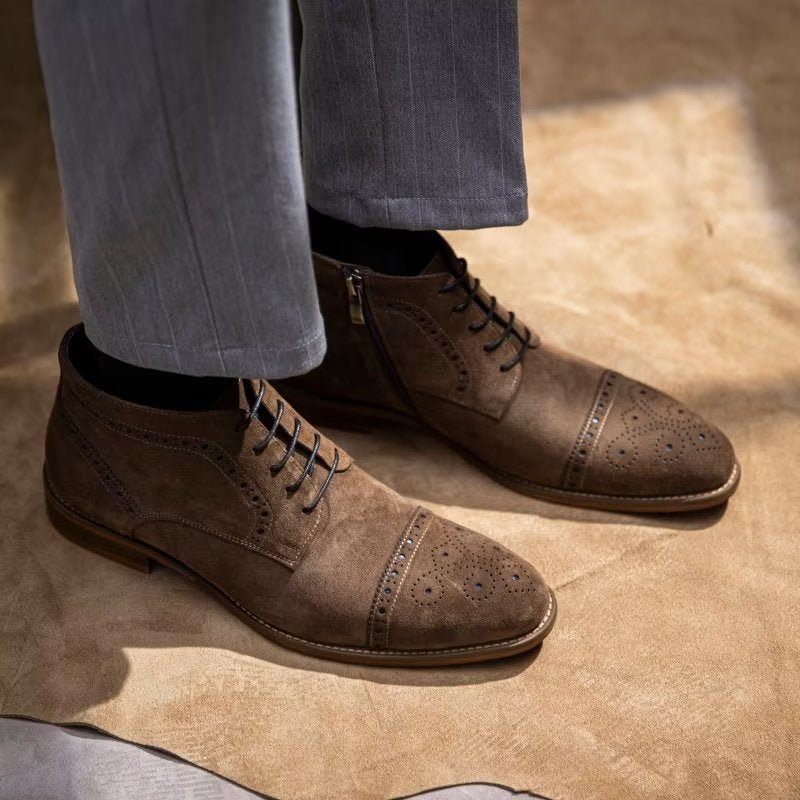 Buty Męskie Do Kostki - Kawowy
