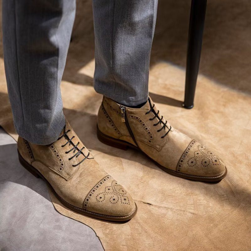 Buty Męskie Do Kostki - Brązowy