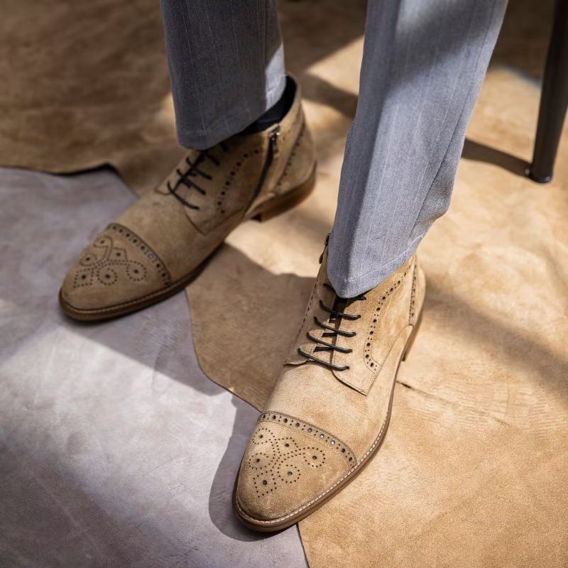 Buty Męskie Do Kostki - Brązowy