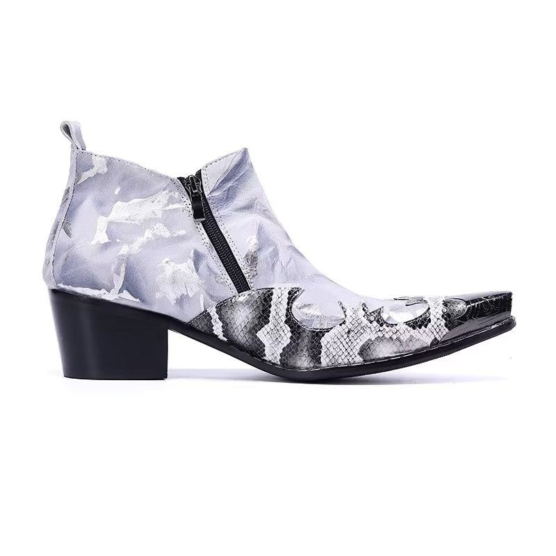 Buty Męskie Egzotyczne Zapinane Na Zamek - Szary