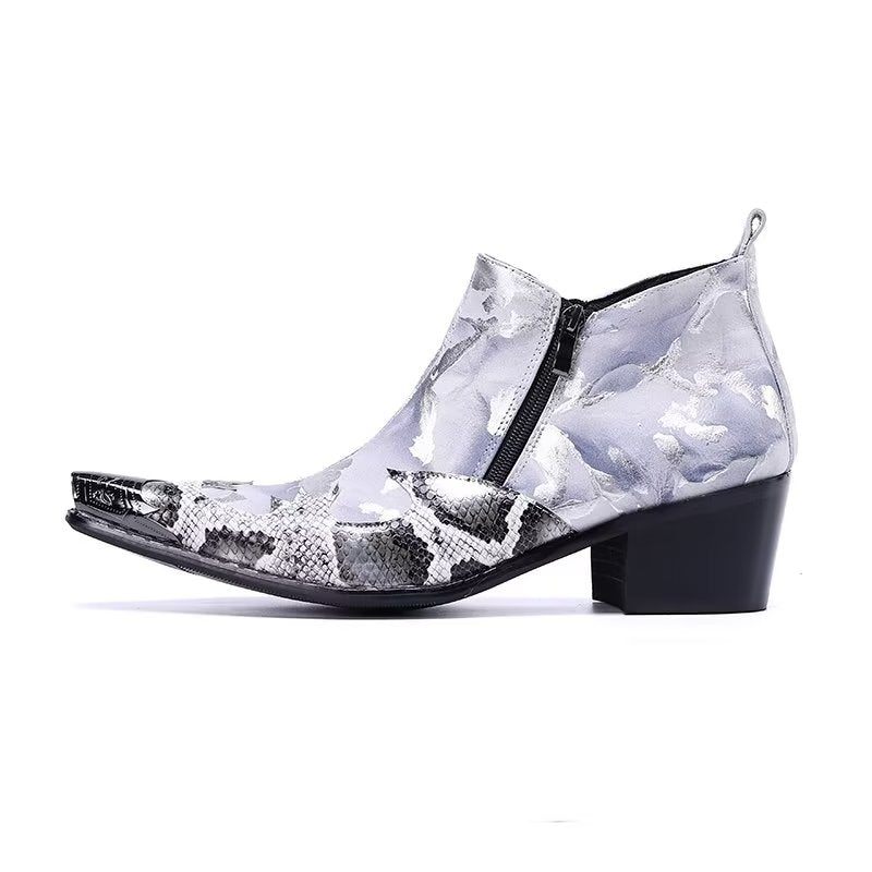 Buty Męskie Egzotyczne Zapinane Na Zamek - Szary