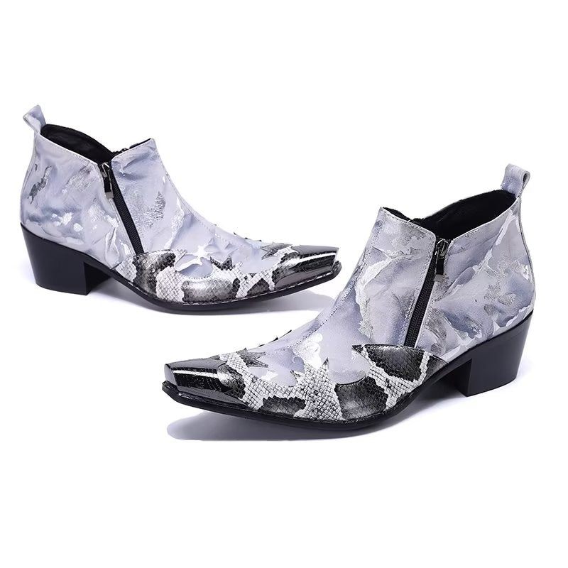 Buty Męskie Egzotyczne Zapinane Na Zamek - Szary