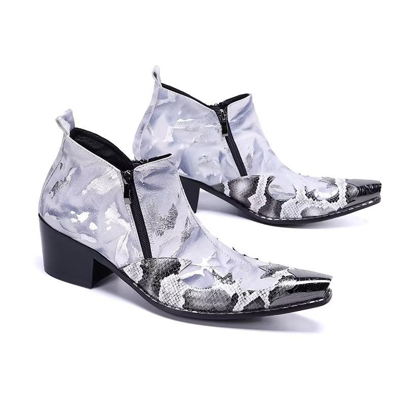 Buty Męskie Egzotyczne Zapinane Na Zamek - Szary