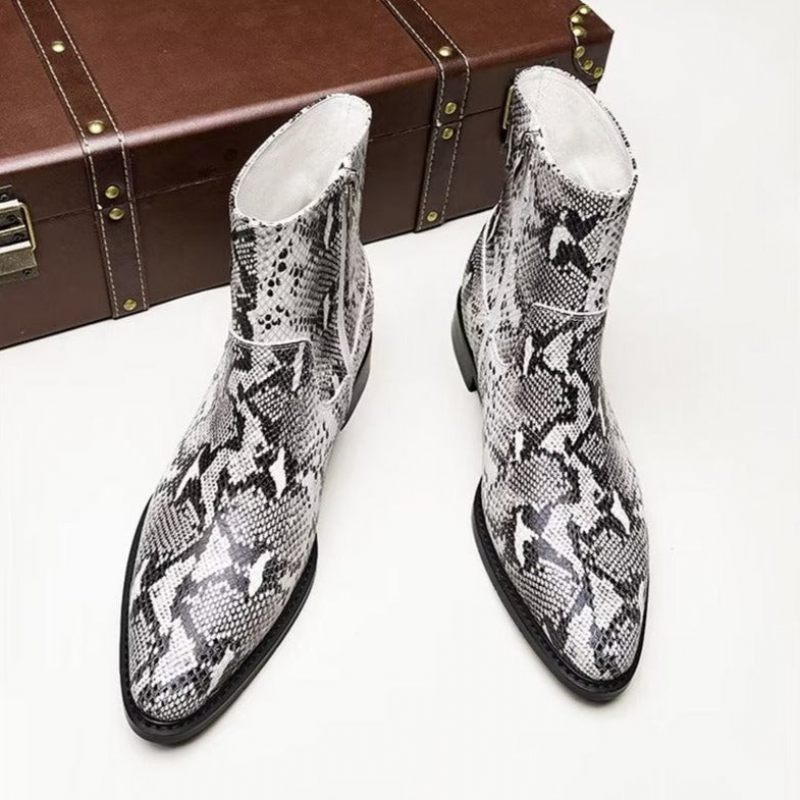 Buty Męskie Eleganckie Z Prawdziwej Skóry Zapinane Na Zamek - Szary