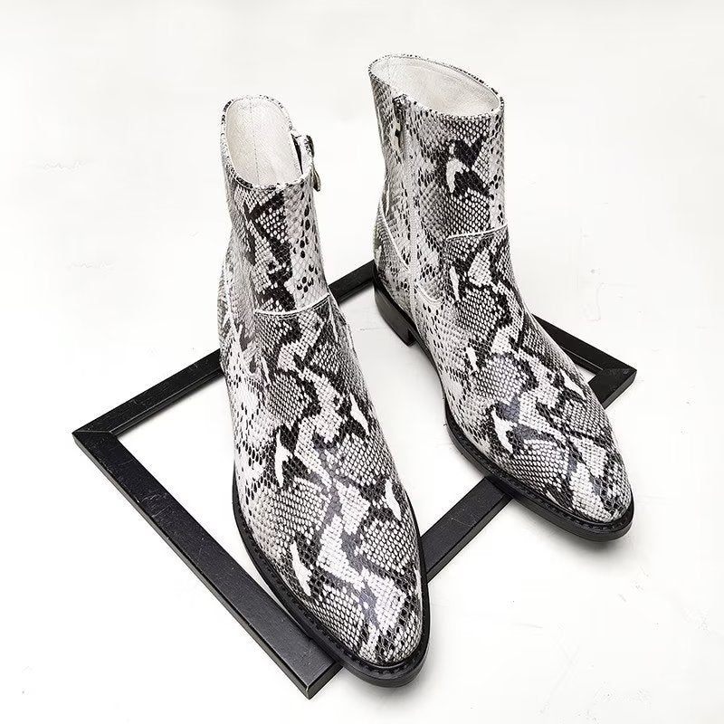 Buty Męskie Eleganckie Z Prawdziwej Skóry Zapinane Na Zamek - Szary