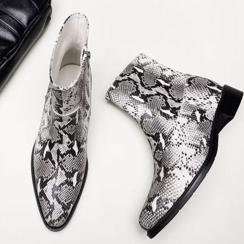 Buty Męskie Eleganckie Z Prawdziwej Skóry Zapinane Na Zamek - Szary