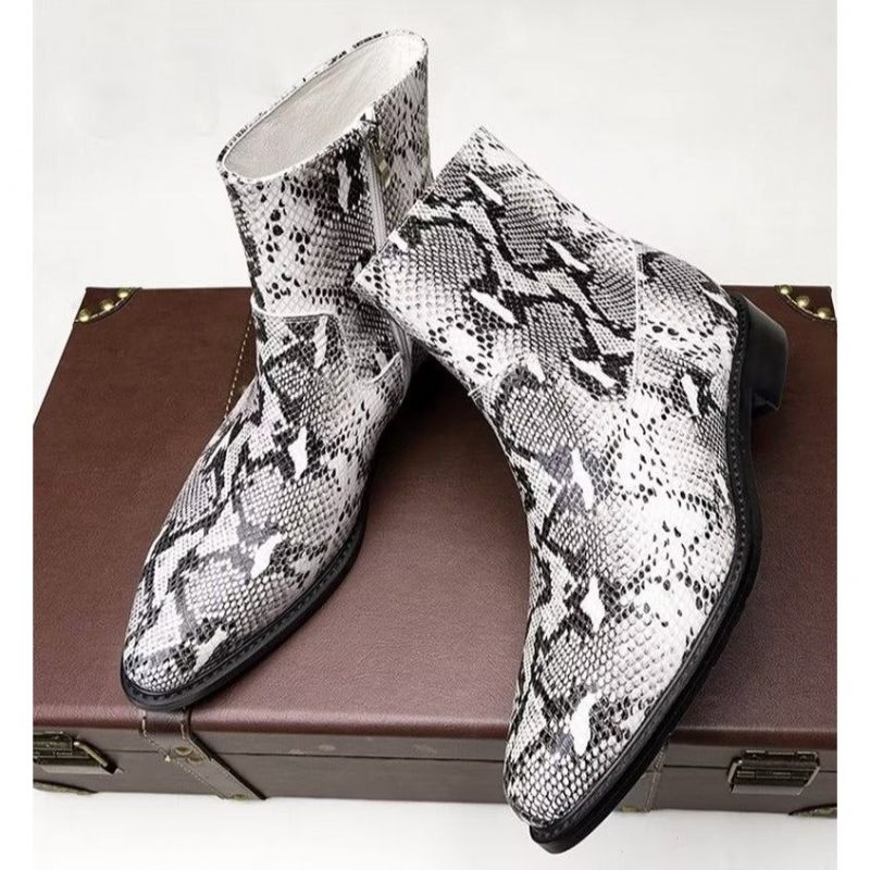 Buty Męskie Eleganckie Z Prawdziwej Skóry Zapinane Na Zamek - Szary