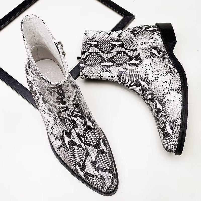 Buty Męskie Eleganckie Z Prawdziwej Skóry Zapinane Na Zamek - Szary