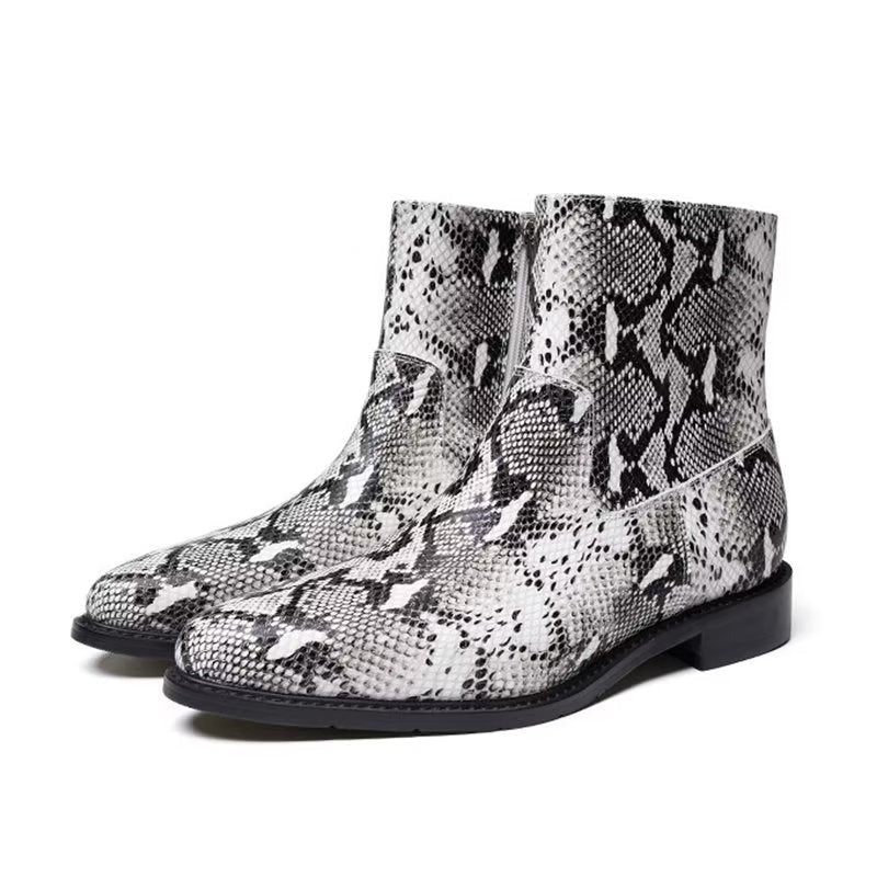 Buty Męskie Eleganckie Z Prawdziwej Skóry Zapinane Na Zamek - Szary