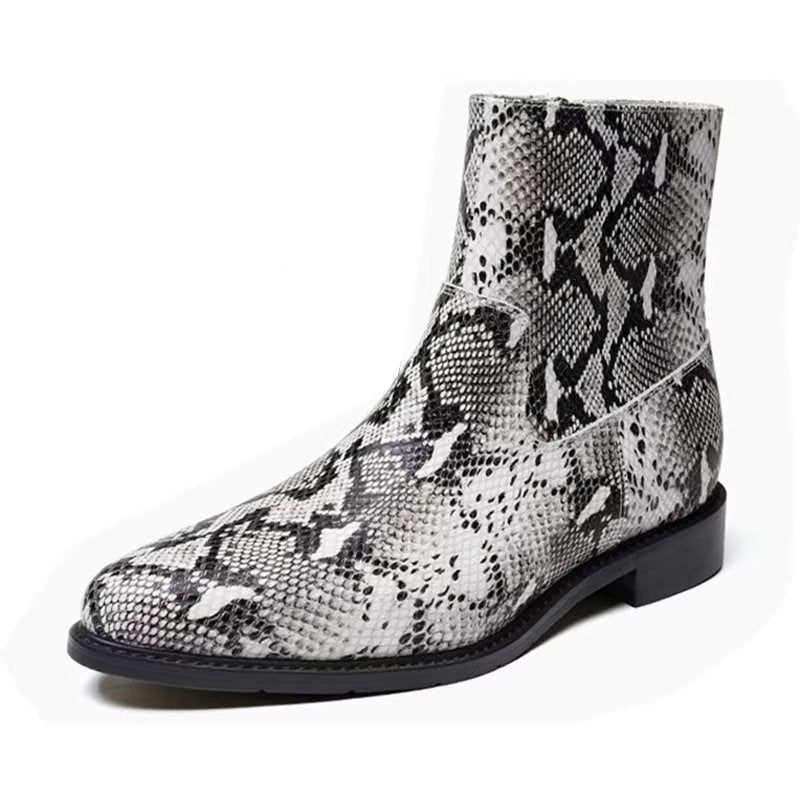 Buty Męskie Eleganckie Z Prawdziwej Skóry Zapinane Na Zamek - Szary