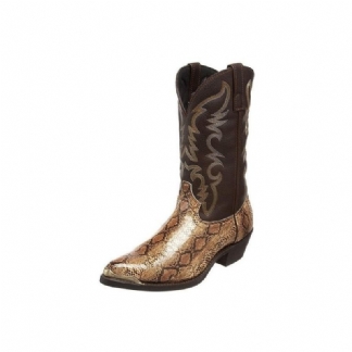 Buty Męskie Haftowane Egzotyczne Kowbojki Do Połowy Łydki W Stylu Western