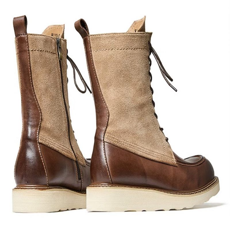 Buty Męskie Kożuch Eleganckie Botki W Stylu Vintage - Brązowy