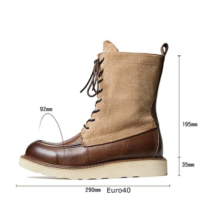 Buty Męskie Kożuch Eleganckie Botki W Stylu Vintage - Brązowy