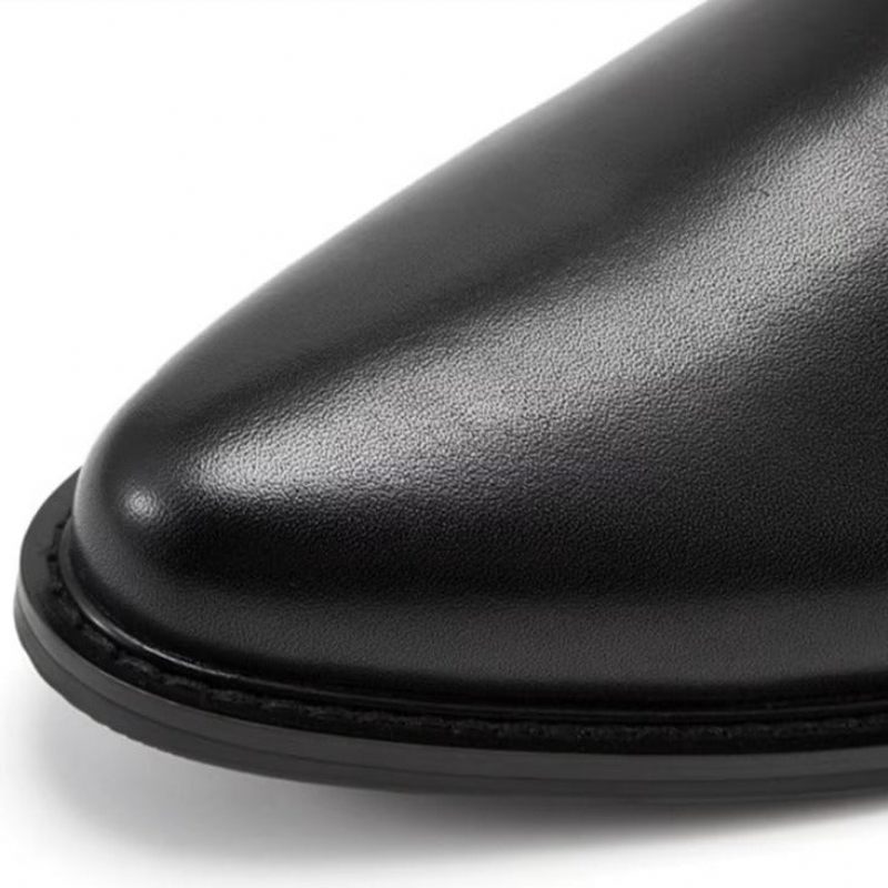 Buty Męskie Luksusowe Eleganckie Skórzane Zapinane Na Zamek - Czarny