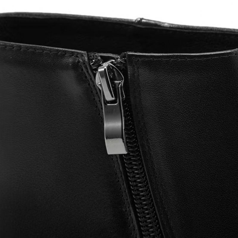 Buty Męskie Luksusowe Eleganckie Skórzane Zapinane Na Zamek - Czarny