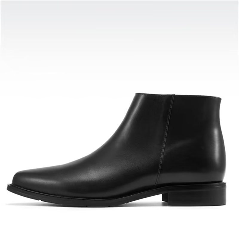 Buty Męskie Luksusowe Eleganckie Skórzane Zapinane Na Zamek - Czarny