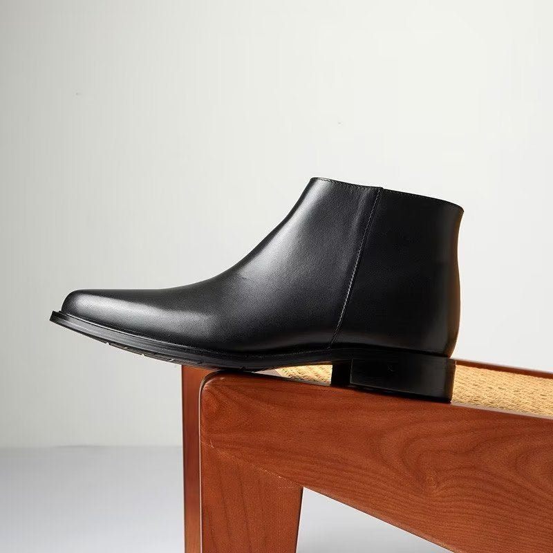 Buty Męskie Luksusowe Eleganckie Skórzane Zapinane Na Zamek - Czarny
