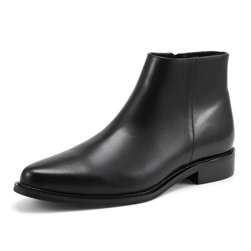 Buty Męskie Luksusowe Eleganckie Skórzane Zapinane Na Zamek - Czarny