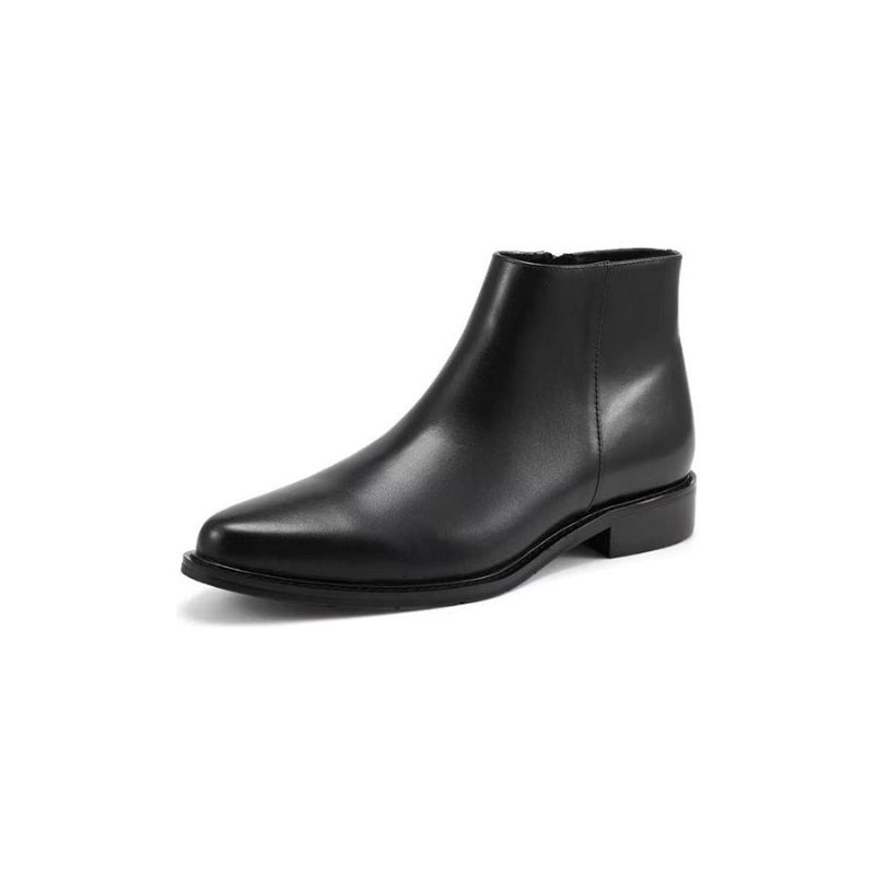 Buty Męskie Luksusowe Eleganckie Skórzane Zapinane Na Zamek - Czarny