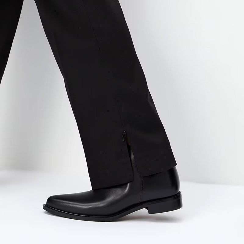 Buty Męskie Luksusowe Eleganckie Skórzane Zapinane Na Zamek - Czarny