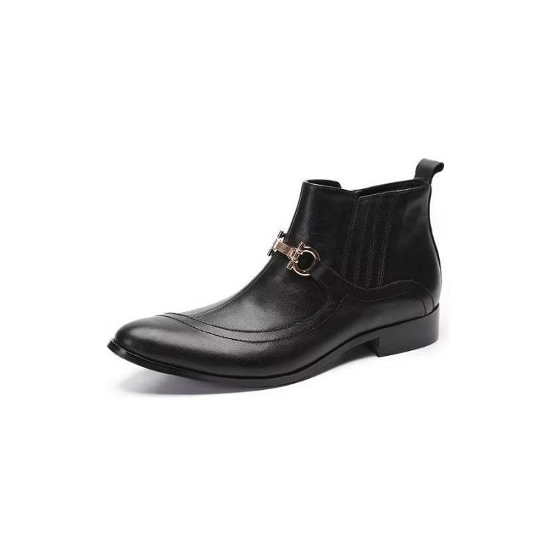 Buty Męskie Luksusowe Skórzane Z Łańcuszkiem - Czarny