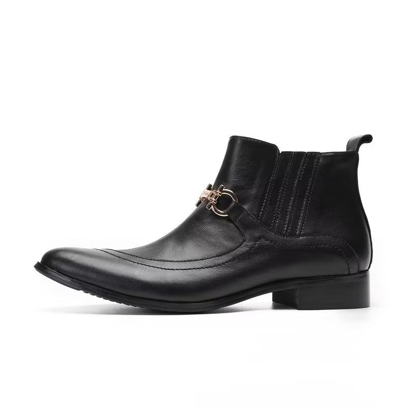 Buty Męskie Luksusowe Skórzane Z Łańcuszkiem - Czarny