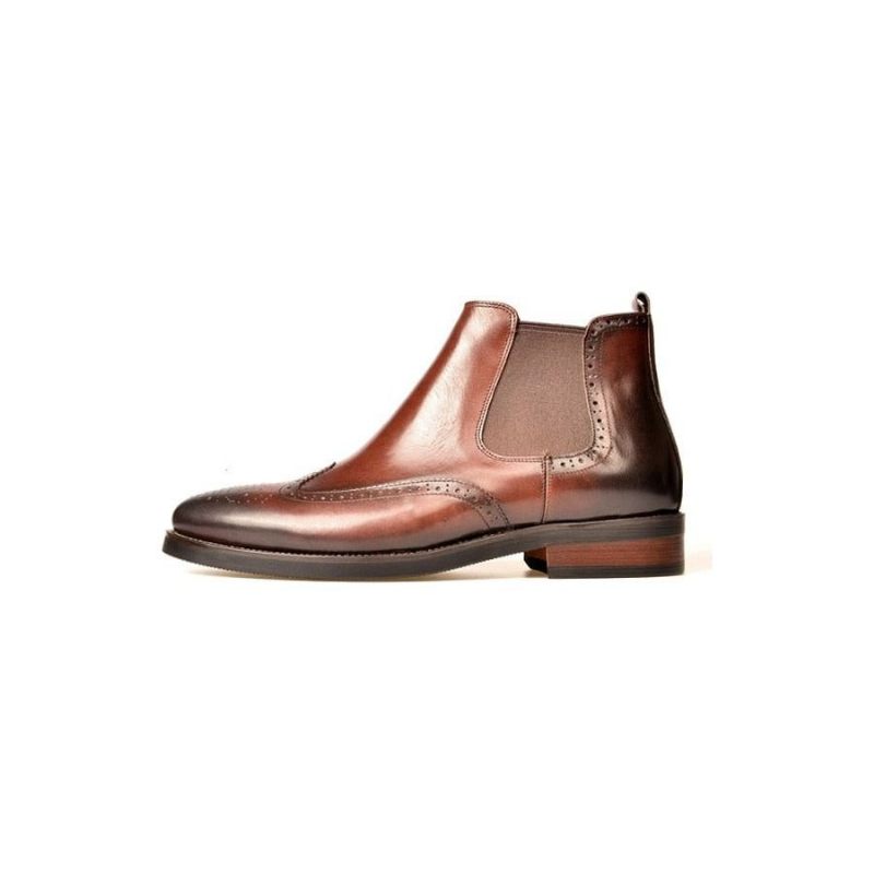 Buty Męskie Płaskie Wsuwane Markowe Botki - Kawa