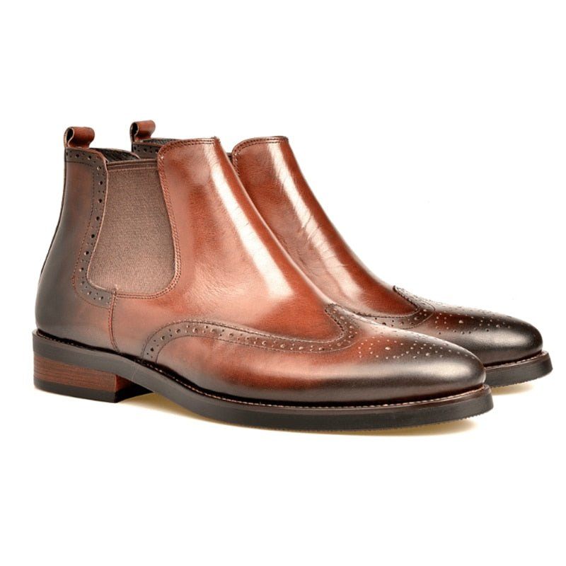 Buty Męskie Płaskie Wsuwane Markowe Botki - Kawa
