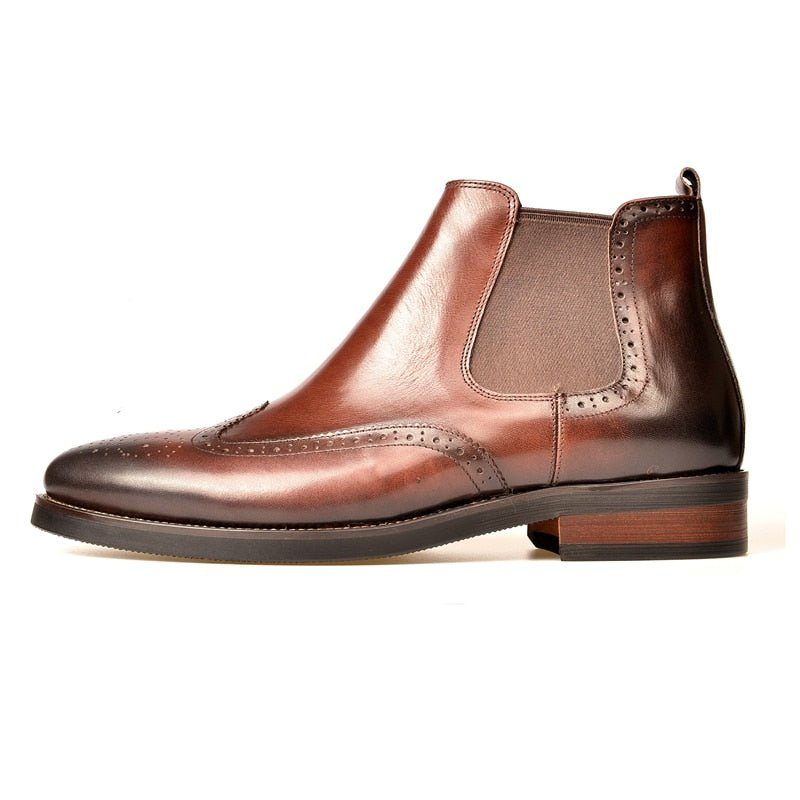 Buty Męskie Płaskie Wsuwane Markowe Botki - Kawa