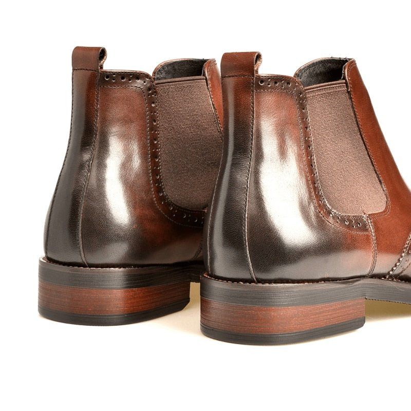 Buty Męskie Płaskie Wsuwane Markowe Botki - Kawa