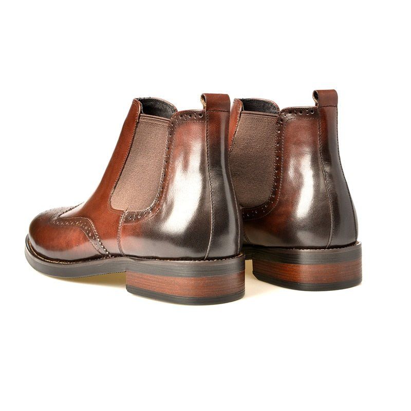Buty Męskie Płaskie Wsuwane Markowe Botki - Kawa