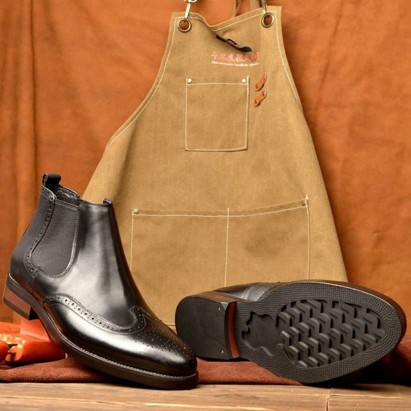 Buty Męskie Płaskie Wsuwane Markowe Botki - Czarna