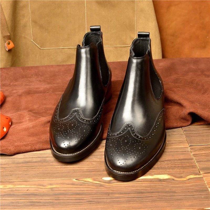 Buty Męskie Płaskie Wsuwane Markowe Botki - Czarna