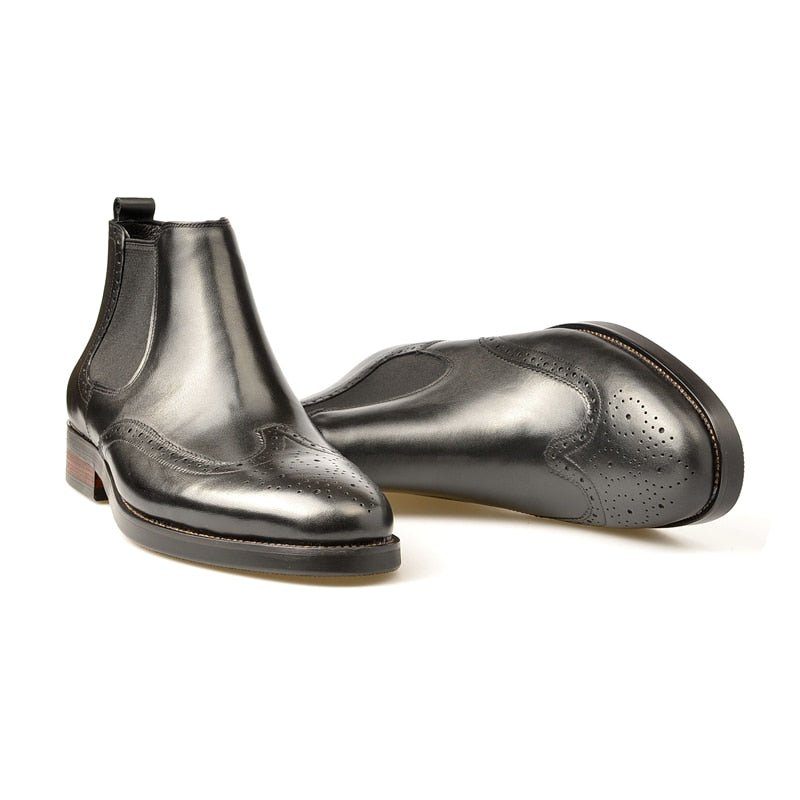 Buty Męskie Płaskie Wsuwane Markowe Botki - Czarna